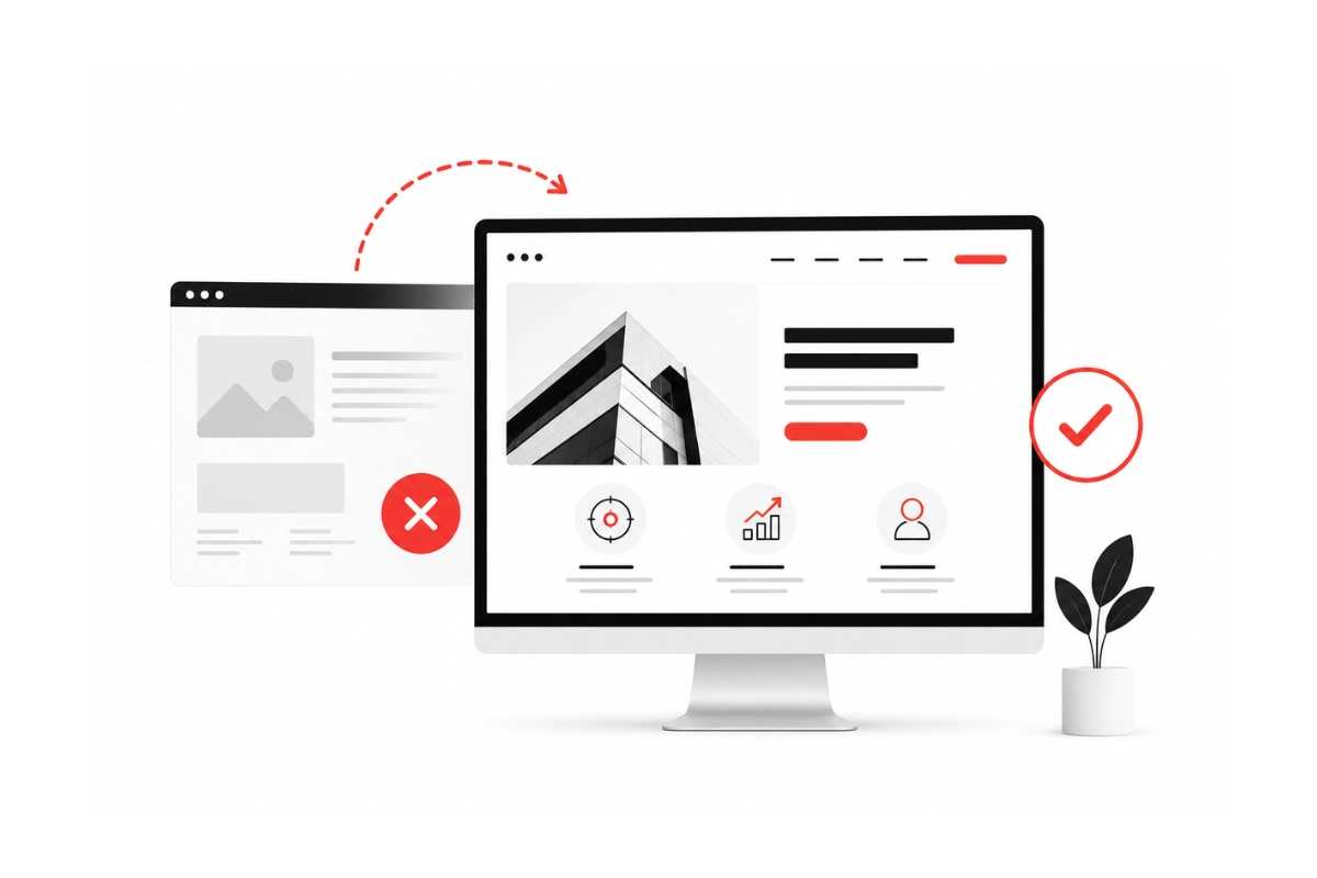Website redesign concept with clean visuals